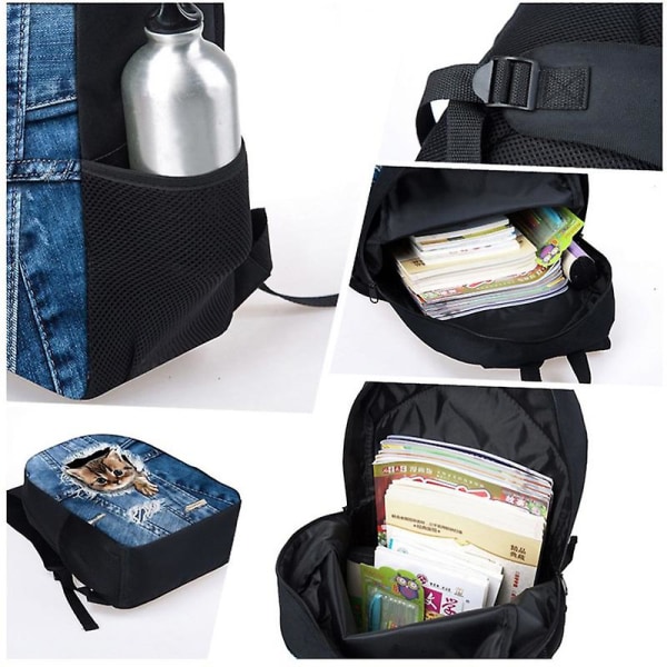 Nyanlända regnbågsvänner skolväska eller väska eller pennväska eller tredelad tecknad ryggsäck för grundskoleelever Just a backpack
