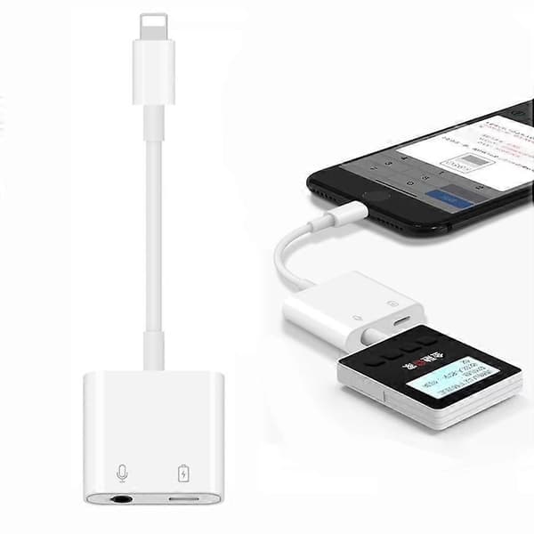 MH80Y Lightning 8Pin til 3.5mm+Lightning 8Pin Adapterkabel Støtte Lading Audio Samtale for iPhone