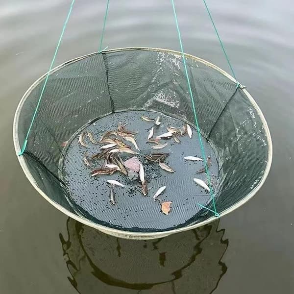 1 sammenleggbart og bærbart fiskegarn, Åpningsdiameter: 100 cm, Bunndiameter: 80 cm, Materiale: Nylon