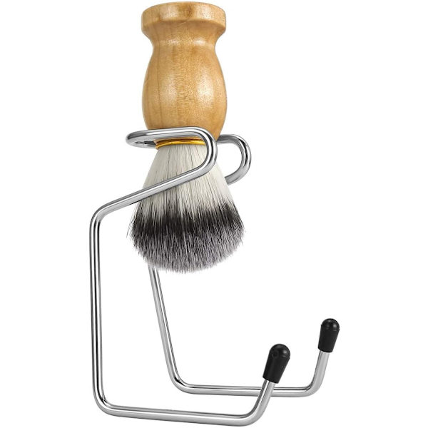 Barberkostsett for menn i rustfritt stål, barberkost med trehåndtak