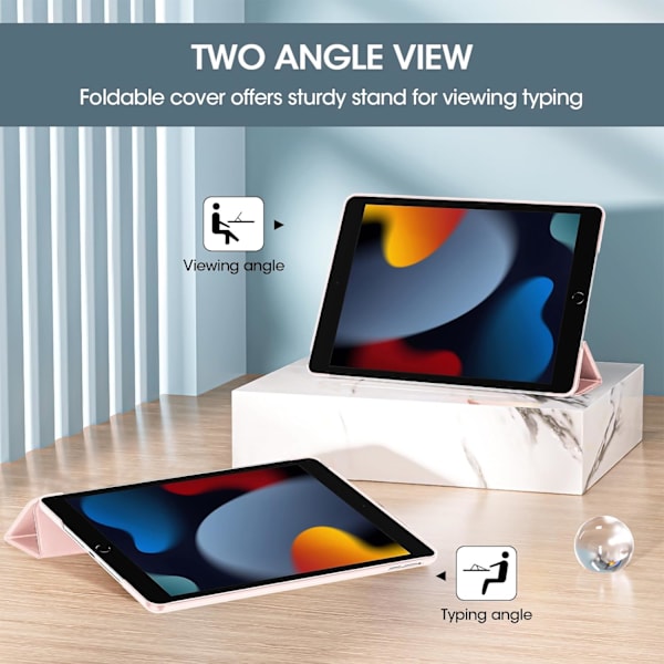 iPad 9./8./7. sukupolven 10,2 tuuman suojakotelo 2021 2020 2019, ohut ja kevyt suojakotelo Smart Cover - vaaleanpunainen