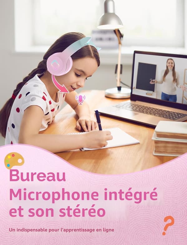 Trådløse Bluetooth-hodetelefoner for barn, Bluetooth 5.1 og stereolyd, sammenleggbare, justerbart hodebånd, barnehodetelefoner med mikrofon