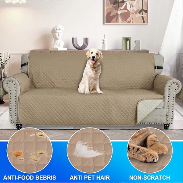 Sofaovertræk til sofa, vandtætte sofaovertræk, sofaovertræk med armlæn, sofabeskytter, sofaovertræk til katte og hunde, Khaki281*190cm