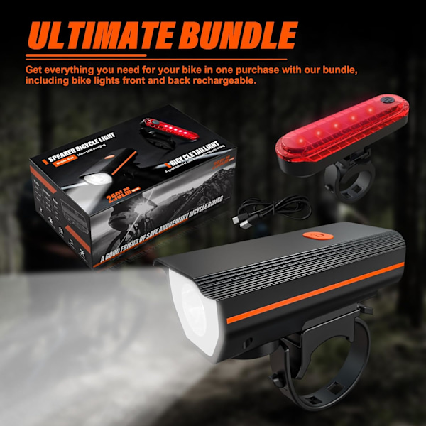 Genopladelige cykellygter for og bag, LED ultra lyse cykellygter, tilbehør til landevejscykler og mountainbikes
