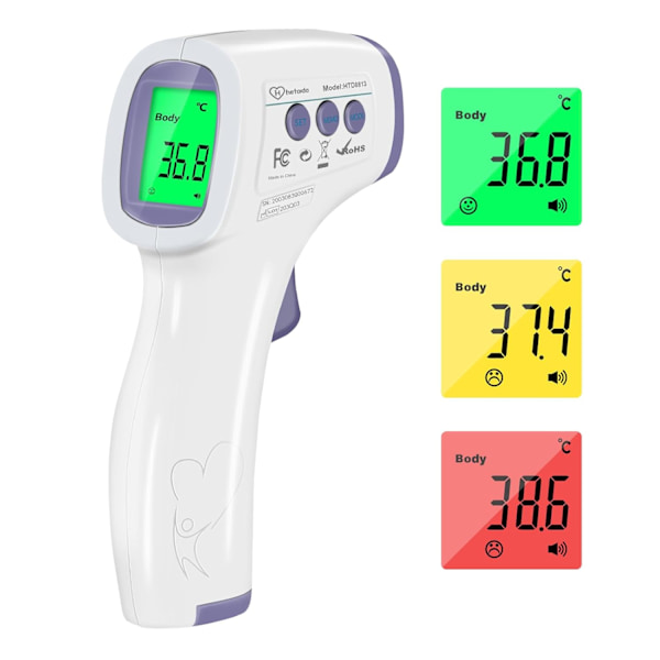 Panntermometer för Vuxna, Infraröd Termometer för Barn, Kontaktlös Digital Termometer, LCD-Skärm, Minnesfunktion