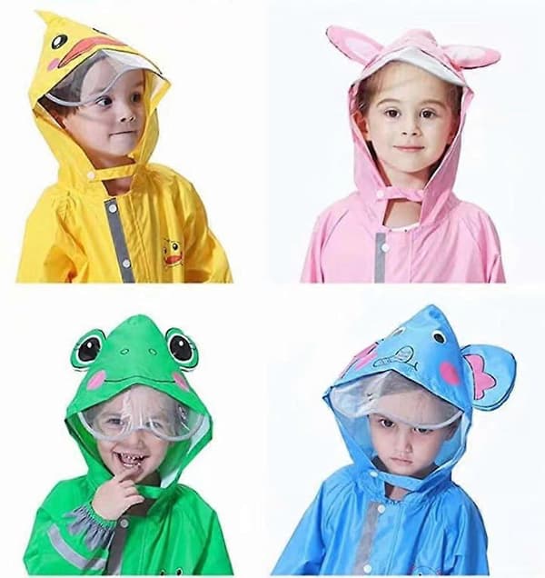 Regnfrakk for barn, regnfrakk for gutter og jenter, reflekterende regnfrakk, 100 % vanntett og regntett regnfrakk, egnet for 2-8 år (Rosa-L)