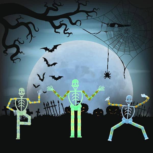 Fidget Sensoriska Leksaker, Halloween Transformerbar Kedja Skelettleksaker, Sensoriska Leksaker för Småbarn Kreativt Lärande, 8 ST Skelettleksaker, Fluorescerande