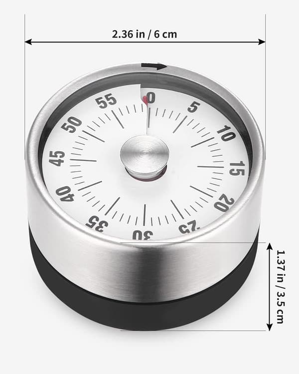 Kökstimer, 60 minuters analog visuell timer, mekanisk påminnelse för barn och vuxna (1 st, vit)