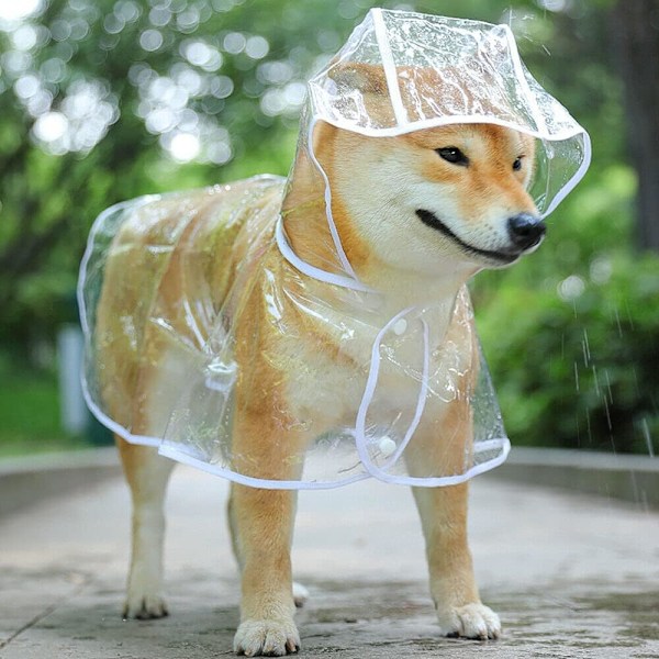 Husdjur Hund Valp PVC Vattentät Klar Transparent Regnrock Jacka Med Huva I XL rygglängd 36cm (rekommenderas 15-22 katties) XL