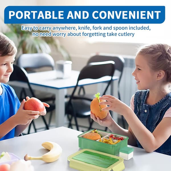 Bento Lunchlåda för Barn, Unisex, Matbehållare, Plast, Mikrovågsugns- och Diskmaskinsäker