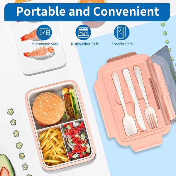 Bento Lunchlåda för Barn, Unisex, Matbehållare, Plast, Mikrovågsugns- och Diskmaskinsäker