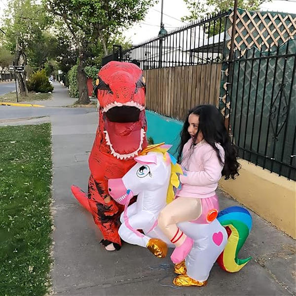 Uppblåsbar T-REX-dräkt för vuxna, rolig Halloween-dinosauriedräkt, fest cosplay maskerad jumpsuit, röd