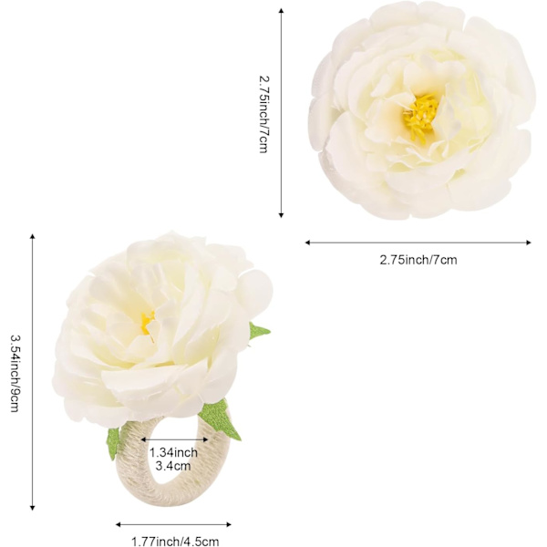 Serviettringer med Blomster, Sett med 6 Håndlagde Roseblomst Serviettringer, Borddekorasjoner, Serviettspenne