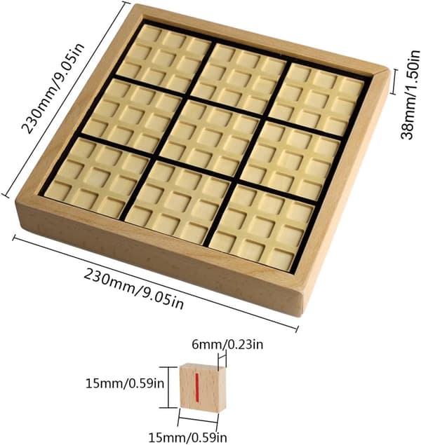 Sudoku-lautapeli laatikolla, puinen numero (musta)