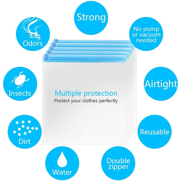 10-pack Reseplatsbesparande Påsar (4 x S, 3 x L, 3 x XL), Reseförvaringspåse, Sparar 75% av Förvaringsutrymmet, Rullkompression