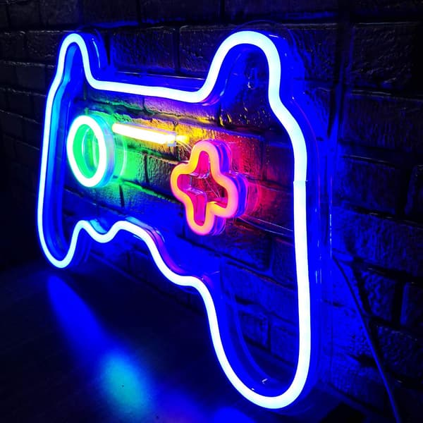 LED Neon Spelskylt - Gamepad Formad Lampa för Tonårspojkars Spelrum, Sovrum - Gamer Present