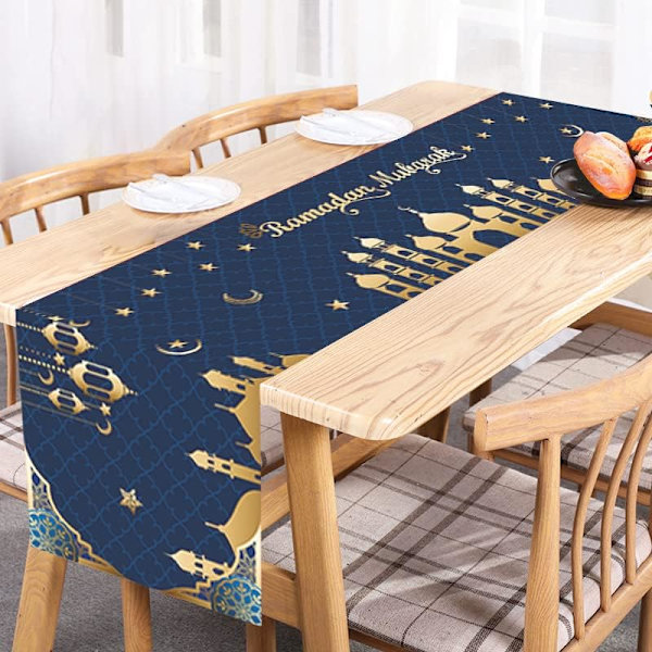 Ramadan Mubarak Pöytäliina Pöytäkoristeet - Ramadan Moskeija Lyhty Islamilainen Hyvää Ramadan Mubarakia, 13x72 tuumaa