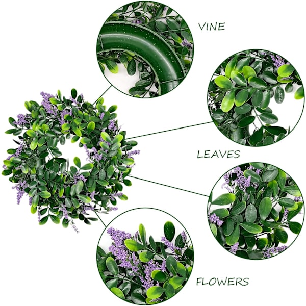 Konstgjord Krans Dörrkrans Välkommen Dörrskylt Krans Dekoration Konstgjord Blomma Krans Hängande Lavendelkrans för Trädgårdsgård