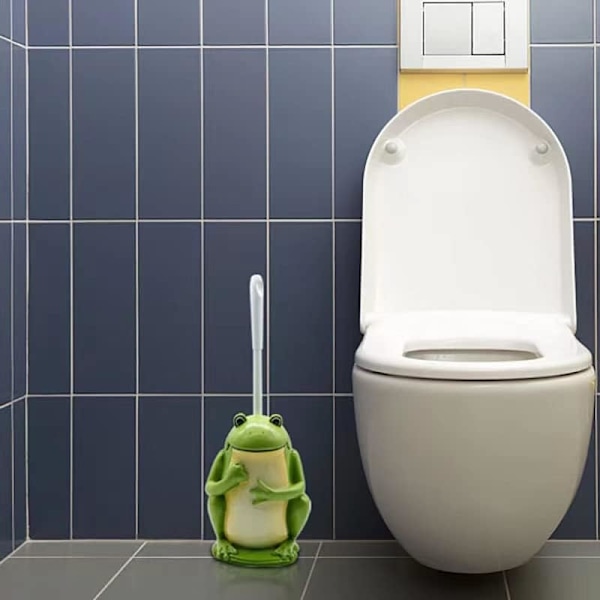 Kompakt toiletbørste badeværelse nyhed toiletbørsteholder tegneserie frø harpiks toiletbørstesæt Style 4