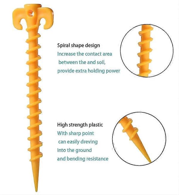 Camping Stake Plast Spiral Jordanker Teltplugger Spiker Krok