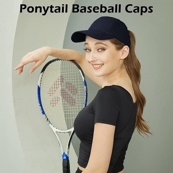 Baseballkasket til kvinder, Ponytail Solhat, Golfkasketter til damer, Krydsjusterbare hatte Navy blue