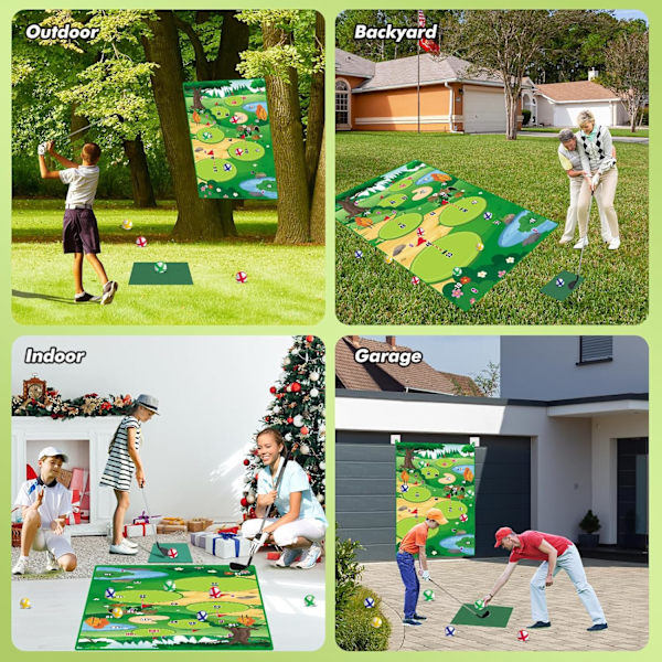 Golf Chipping Game Mat med Klubba, Inomhus Utomhus Spel för Vuxna och Familj Barn Utomhus Lekutrustning Stick Chip Spel Inomhus Golf Set