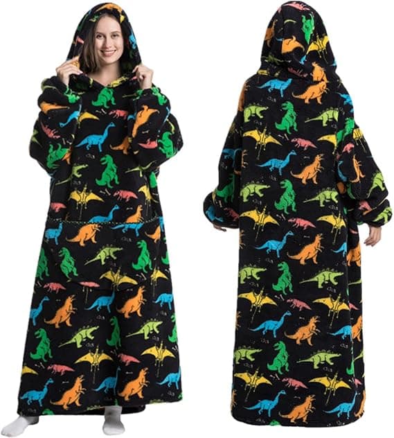 Dame Vinter Super Varm Oversized Lang Stilig Sherpa Teppe Pullover Hettegenser Brukbar TV Teppe Hettegenser med To Lommer