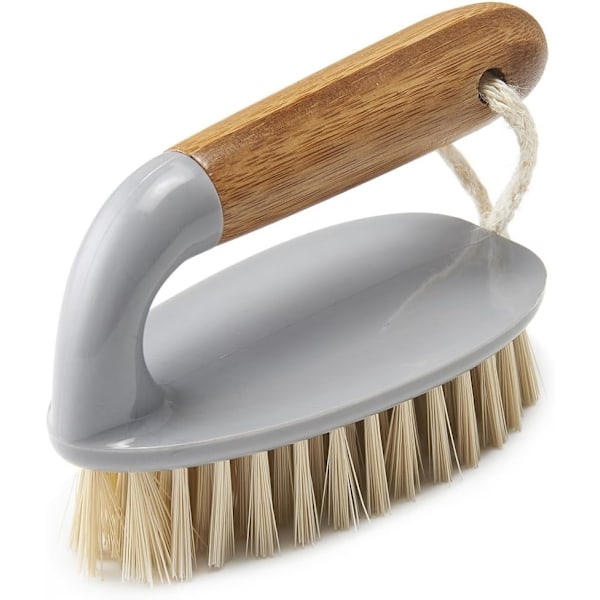 Wokborste med handtag i naturligt bambu, grå & natur, grå/trä
