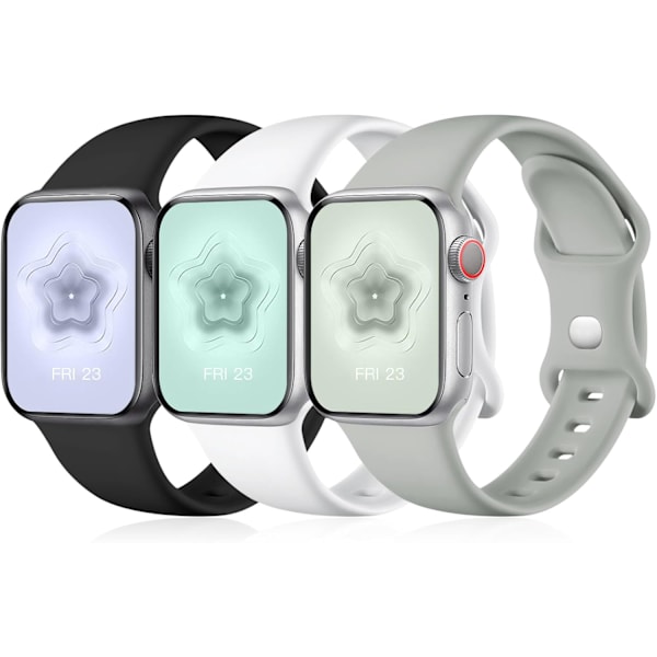3-pack remmar kompatibla med Apple Watch 38mm 40mm 41mm, silikonersättningsband för iWatch Series 9 8 7 6 5 4 SE, flerfärgad