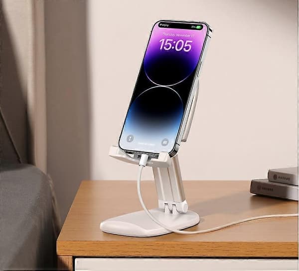 Foldbar Telefonholder til Skrivebord - Højdejusterbar Mobiltelefonholder
