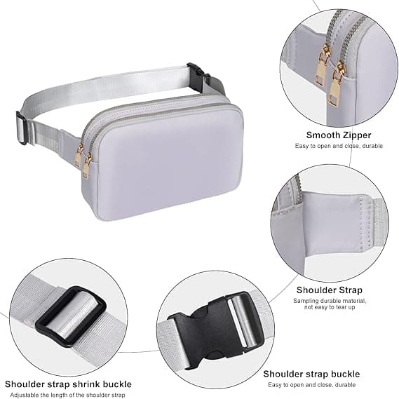 Bumbag til kvinder, Fanny Pack til damer Sort Mode Taljepose til vandreture løb gåture grey