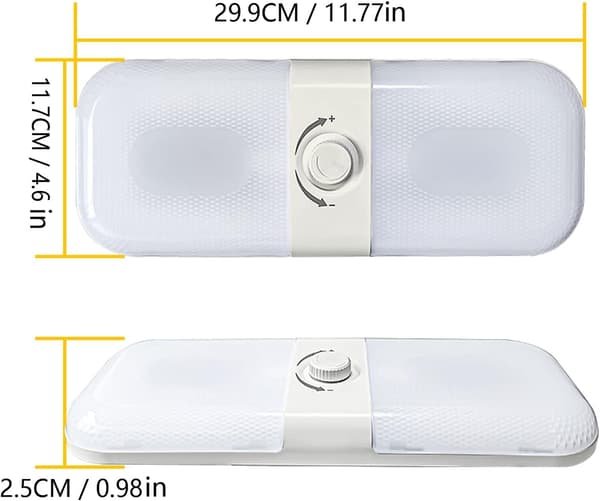 12V LED Loftlampe til Autocamper, Dæmpbare Taglamper, 12V LED Lampe med Hukommelseskontakt (2 Styk)
