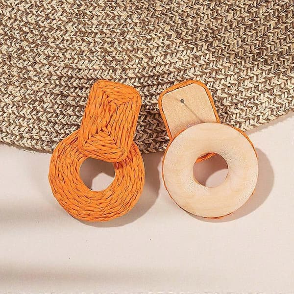 Statement Raffia Øreringe Søde Boho Øreringe Rattan Dingle Øreringe