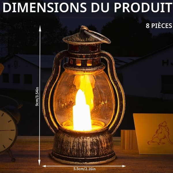 8-pak Mini LED Blinkende Lyslygter, Mini LED Udendørs Lanterner til Halloween, Ramadan, Bryllup, Borddekoration