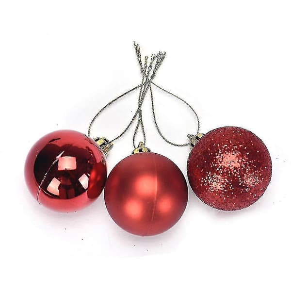 Julepynt julekule 4 cm 24 stk plast juletre dekorasjon ball rd