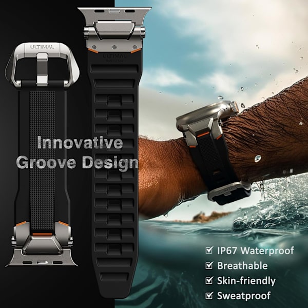 Kompatibel med Apple Watch Ultra 2/Ultra 49mm armband för män Serie 9/8/SE 2/7/6/SE/5/4/3 49mm/45mm/44mm/42mm Sportarmband Titan Svart