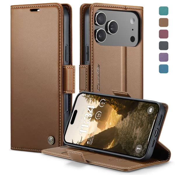 Fodral för iPhone 17 Pro (6.3\"), Plånboksfodral | Magnetisk stängning | PU-läder | Skyddande | Flip Folio-fodral | Stötsäker TPU