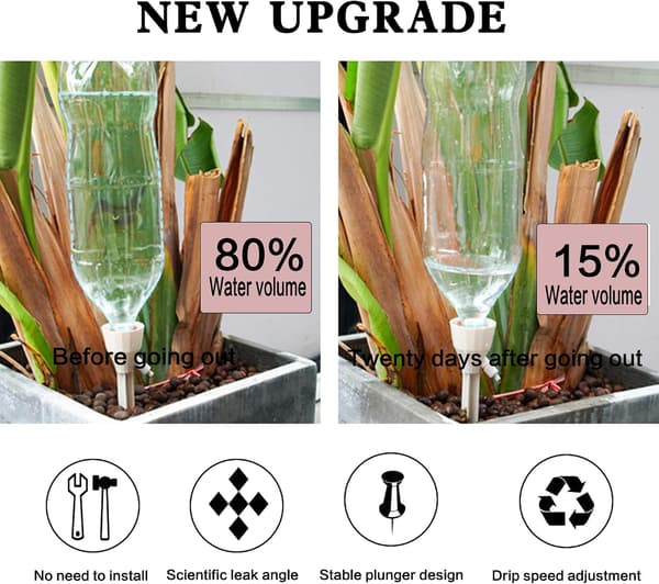 6 stk. Selvvanningsspiker for planter, Plantevanningskuler Justerbart vannvolum Dryppsystem
