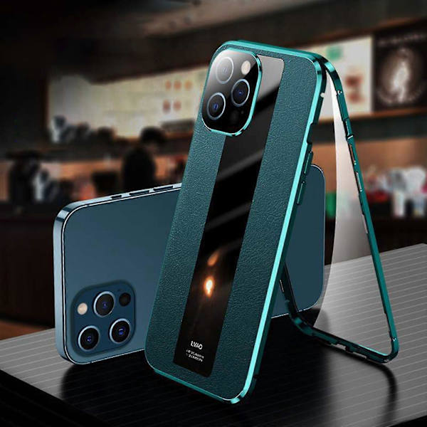 Magnetiskt Skal Kompatibelt Med Iphone 12/12 Pro/12 Pro Max, Enkelt Läder Dubbelsidigt Skydd