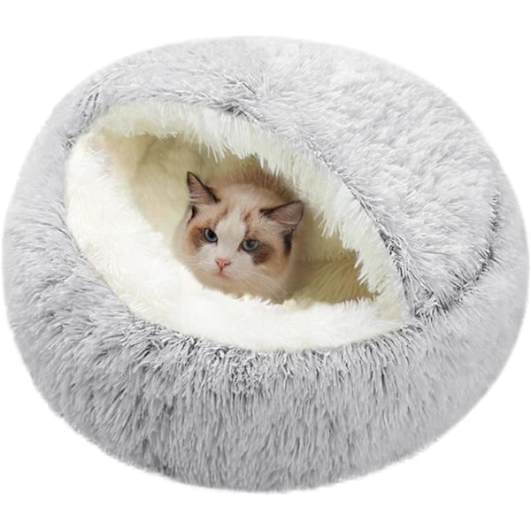 Övertäckt Kattsäng Liten Hundsäng, Plyschmunk Cuddler Nest Varm Mjuk Lugnande Hund Katt Nest Valpsäng med Mysig Svamp Halkfri Botten