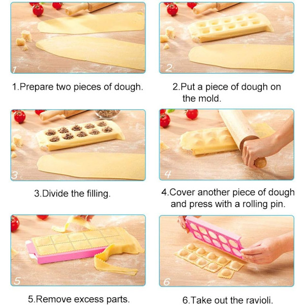 Form för runda ravioli 10 fyrkantiga ravioli press italiensk ravioli form ravioli form bricka och rulle