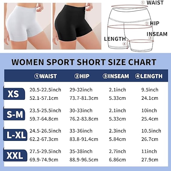 Högmidjade Hotpants för Dam, Anti-skav Stretchiga Minishorts, Shorts för Yoga Gym Cykling Sport Löpning Träning Svart(XS) XS