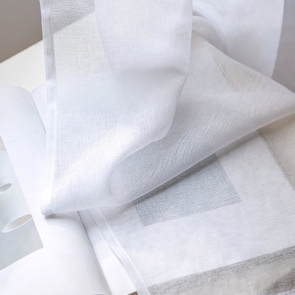 Set med 2 gardiner 140x260 cm Vita Öljett Voile Halvtransparenta Inredningsgardiner för Sovrum Vardagsrum Hem