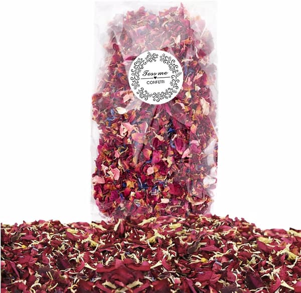 100g naturlige kronblader og konfetti til bryllup, tørkede roseblader til kasting, bryllupsdekorasjoner