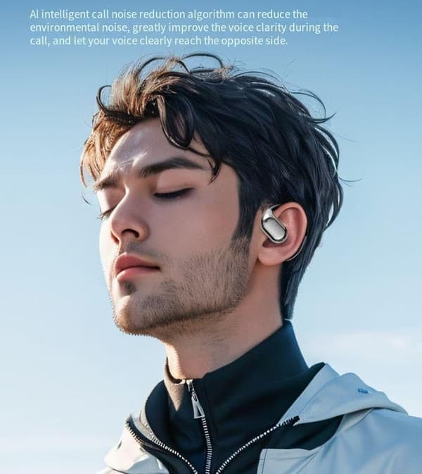 Trådløst Bluetooth-headset, ingen ørekrok nødvendig, lang batteritid, høy lydkvalitet, beinledning