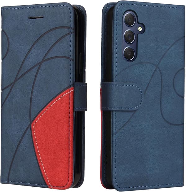 Samsung A16 Mobilskal Geometriskt Stötsäkert Plånboksfodral PU Läder med Kortfack Vikbart Ställ Magnetisk - Blå