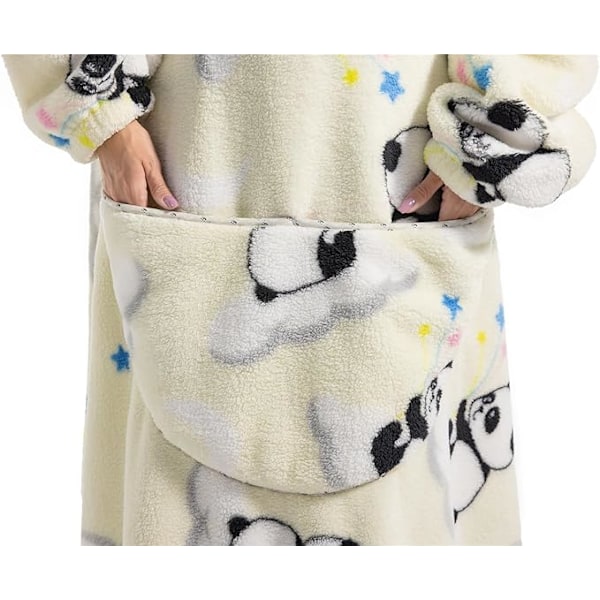 Ekstra Lang Oversized Blanket Hoodie, Voksen Dame Snuggle Fleece Brukbar Teppe, Fluffy Giant Hettegenser for Tenåringer