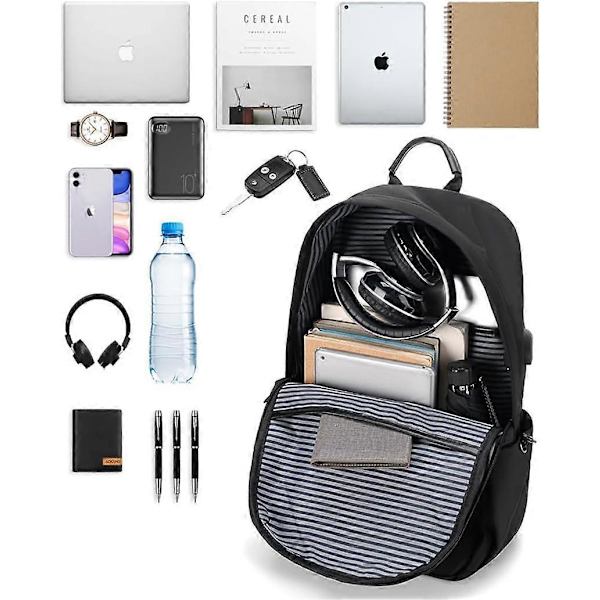 USB opladningsinterface 14 tommer computertaske minimalistisk herre rygsæk (Farve: Sort)