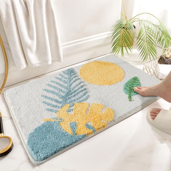 Superabsorberende Badeværelsesmåtte Antislip Badetæppe til Badeværelse Maskinvaskbar Bademåtte Blød Mikrofiber Bademåtte