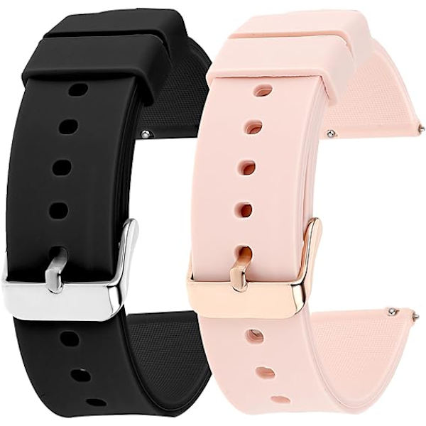2 st silikonklockarmband, vattentäta mjuka klockarmband kompatibla med smartklocka sportklocka handledsband för män kvinnor